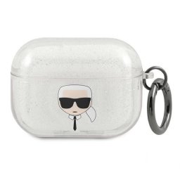 Husă Karl Lagerfeld Glitter Karl`s Head pentru AirPods Pro 1/2 – Argintiu