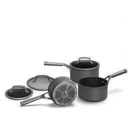 Tigai si seturi Foodi ZEROSTICK 3-Piece Saucepan Set with Glass Lids, Durable Non-Stick Coating, Hard Anodised Aluminium