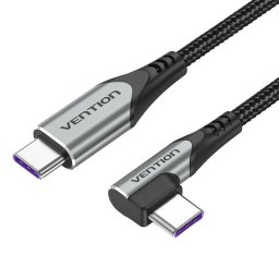 USB 2.0 C M (Right Angle) to C 5A Vention Cable (Gray)