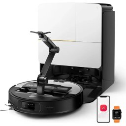 Aspirator Robot de aspirare Roborock Saros Z70 SZ7002-00, Ultra Slim 7.98 cm, 22.000 Pa HyperForce Suction, brat robotic inteligent OmniGrip, Auto detergent, Auto Mop Removal, navigatie AI, control vocal Alexa/Siri/Google, argintiu