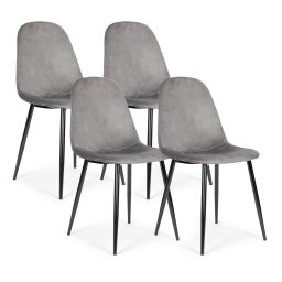 Set de 4 scaune din catifea gri