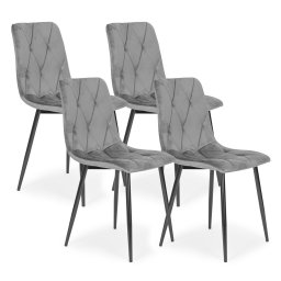 Set de 4 scaune din catifea matlasata gri