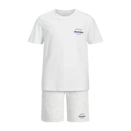 Jack & Jones Set pantaloni scurti si tricou baieti, din bumbac, Regular fit, Alb (SELECTATI MARIMEA: 164 cm)