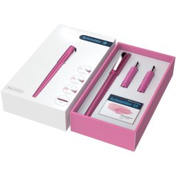 Set cadou stilou caligrafie Callissima Schneider, roz
