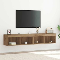 Set comoda TV Pe perete 2 pcs Stejar Artizanal 80 x 30 x 30 cm GartenMobel Dekor