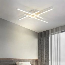 Lustra LED MORA 80W cu telecomanda, 4 elemente liniare, dimabila, alb mat