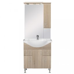 Set mobilier baie Leziter Bianca Plus 75, stejar Sonoma, deschidere dreapta