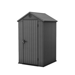Casuta de gradina Curver Darwin 4x4 din plastic EVOTECH, gri, 118x117x205 cm