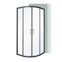 Cabina de dus curbata Leziter Spirit Clear 90x90x180 cm, fara cadita, neagra