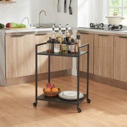 Carucior de servire Lesja din metal negru cu 2 rafturi si roti
