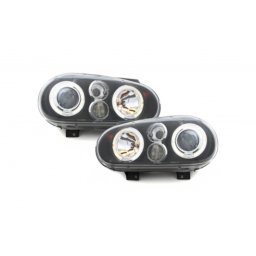 Faruri VW Golf 4 Angel Eyes Negre pentru LHD, 1997-2003