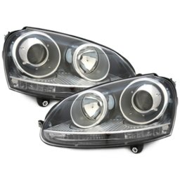 Faruri DEPO GTI Look negre pentru VW Golf 5 si Jetta 3, 2003-2009