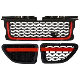 Ansamblu grila centrala si grile laterale Range Rover Sport L320 rosu-negru