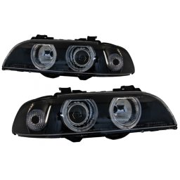 Faruri Angel Eyes BMW Seria 5 E39 Sedan/Touring 1996-2003 Negru Gri