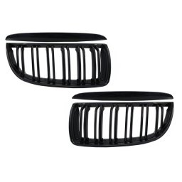 Grile centrale duble BMW Seria 3 E90 E91 Pre-LCI, negru lucios