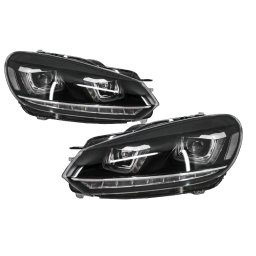 Faruri LED pentru VW Golf 6 VI RHD, design Golf 7, semnal dinamic