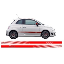 Stickere laterale rosii sport pentru Fiat 500 2007+