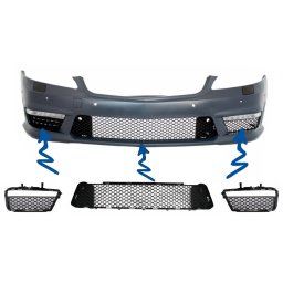 Set grila centrala inferioara si grile laterale bara fata Mercedes S-Class W221 S63/S65 Design