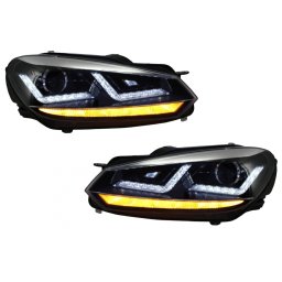 Faruri LED Osram pentru VW Golf 6 VI 2008-2012, crom, semnal dinamic
