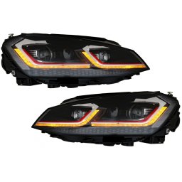 Faruri LED pentru VW Golf 7 VII 2012-2017 GTI Look Facelift cu semnal dinamic
