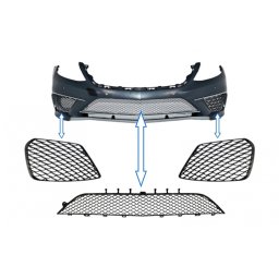 Ansamblu grile bara fata Mercedes W222 S-Class 2013-2017, S63, negru lucios