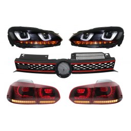 Pachet grila GTI, faruri LED si stopuri R20 pentru VW Golf 6 (2008-2012)