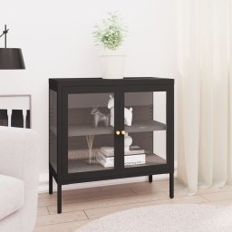 Servanta, negru, 70x35x70 cm, otel si sticla GartenMobel Dekor