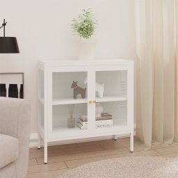 Servanta, alb, 70x35x70 cm, otel si sticla GartenMobel Dekor