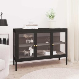 Servanta, negru, 105x35x70 cm, otel si sticla GartenMobel Dekor