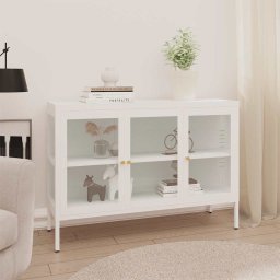 Servanta, alb, 105x35x70 cm, otel si sticla GartenMobel Dekor
