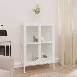Servanta, alb, 75x35x105 cm, otel si sticla GartenMobel Dekor