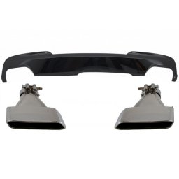 Difuzor aer BMW F10 F11 negru lucios cu ornamente evacuare dubla