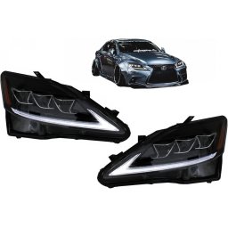 Faruri Full LED negre cu semnal dinamic pentru Lexus IS XE20 2006-2013