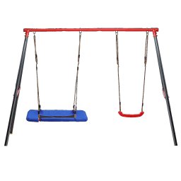 Leagan de gradina dublu cu scaun si cuib barza, cadru metalic 290x180x200 cm