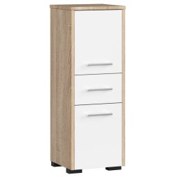 Dulap baie coloana cu 2 usi si sertar, 30x30x85 cm, stejar sonoma si alb