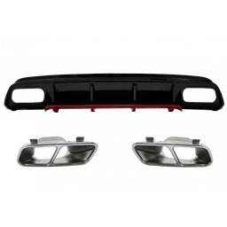 Difuzor bara spate Mercedes A-Class W176 Facelift A45 Design cu ornamente crom