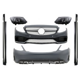 Pachet exterior C63 Design cu faruri Full LED pentru Mercedes Clasa C W205 Sedan