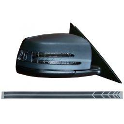 Stickere oglinzi laterale Mercedes gri închis, aspect sport, set 2 buc