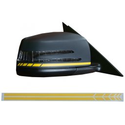 Stickere oglinzi laterale Mercedes galben mat, set decor sport