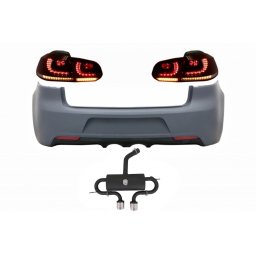 Bara spate VW Golf 6 R20 Look cu evacuare centrala si stopuri Full LED