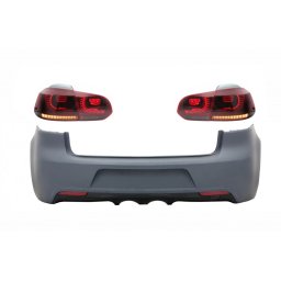 Bara spate cu stopuri Full LED rosu fumuriu pentru VW Golf 6 (2008-2013) R20 Look