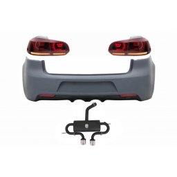 Bara spate VW Golf 6 R20 cu evacuare dubla si stopuri Full LED