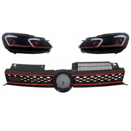 Grila centrala si faruri LED secventiale pentru VW Golf 6 2008-2012 GTI