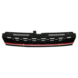 Grila centrala VW Golf 7.5 Facelift GTI Look rosu/crom, negru lucios