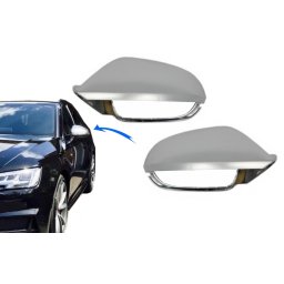 Capace oglinzi Audi A6 C7 4G 2011-2018 RS6 aluminiu mat cu Side Assist