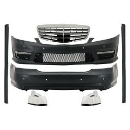 Pachet exterior complet Mercedes S-Class W221 cu grila chrom si ornamente tobe