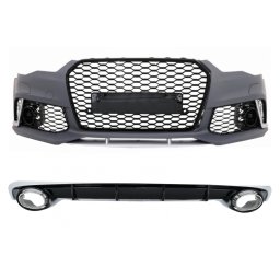 Pachet bara fata, difuzor spate si ornamente evacuare Audi A6 4G RS6 Design