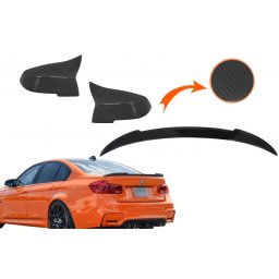 Capace oglinzi si eleron portbagaj BMW Seria 3 F30 M4 Design Real Carbon