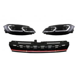 Grila centrala cu faruri LED semnal dinamic pentru VW Golf 7.5 Facelift GTI