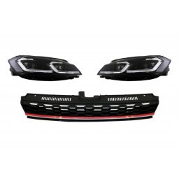 Grila centrala cu faruri LED dinamice pentru VW Golf 7.5 Facelift GTI Look